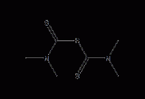 Structural formula of tetramethylthiuram monosulfide